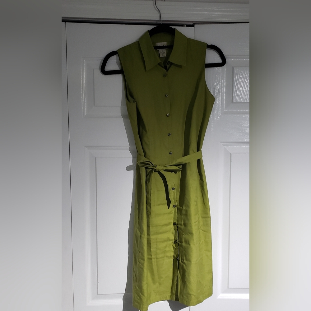 Loft Size 2 Sleeveless Green Shirt Dress - Picture 5 of 9